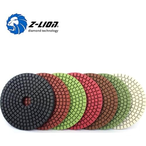 Z-LION 4 Inch Polishing Pad Kit 7 Pcs/Set High Quality Diamond Tools For Concrete Stone Grinding Wet Polish Diamond Pad