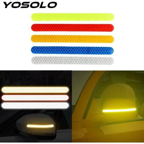 YOSOLO 2PCS Car Sticker Warning Logo Rearview Mirror Fluorescent Reflective Stickers Universal Car-styling Car Reflective Strip