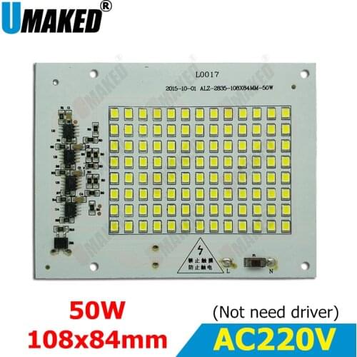 Real watt 50W 108x84mm AC 220V PCB smd integrated IC driver, PCB No need driver,driverless PCB board direct to ac 220v