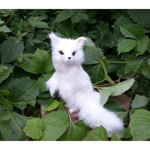 New cute simulation white fox toy resin&fur lovely sitting fox doll gift about 15x13x13cm 2098