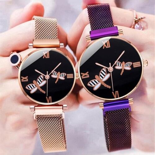 2020New Fashion Rhinestone Womens Watch Butterfly Dial Ladies Watch Milano Quartz Watch with Ferromagnetic women watches luxury