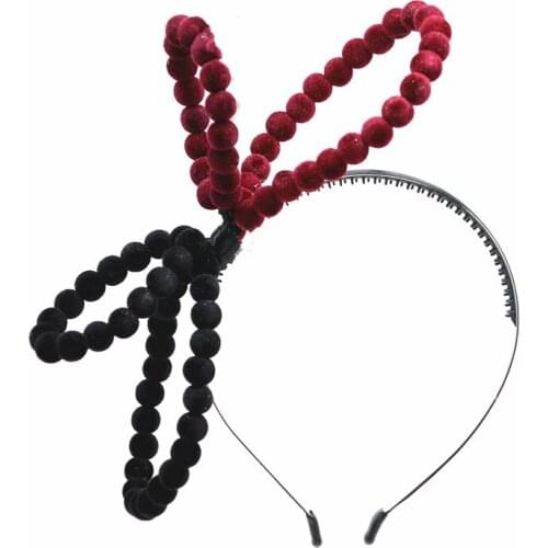 2021 new fashion rich velvet beads large bow hairband children fashion hair accessories metal band with teeth-FGD