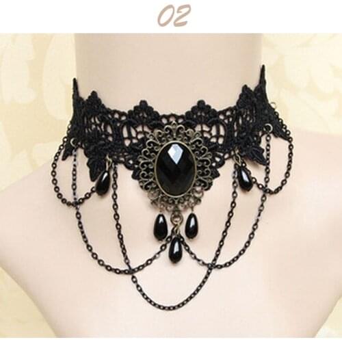 New Gothic Chokers Black Lace Necklace Vintage Tassel Chain Women Girls Punk Party Choker Necklaces Jewelry Accessories