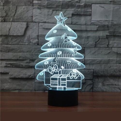 Wholesale Led Night Light Christmas Tree 3d Lamp 7 Color Touch Charging Kids Room Light Gift Table Lamp