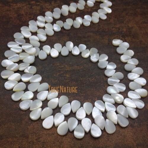 Wholesale Water Drop Loose Beads White Shell Pearl Shape Spacers For Jewelry Making 15.5 inch In 8*12 mm BE5533
