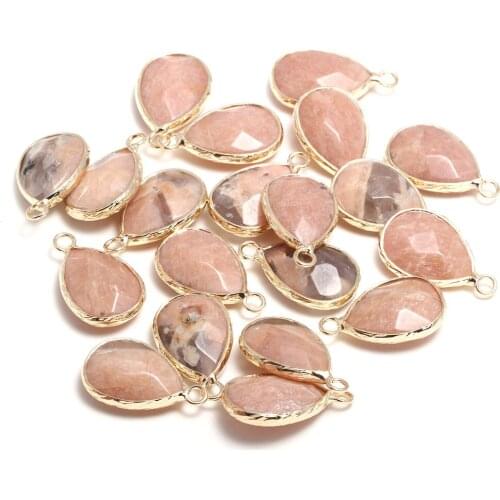 New 5pcs Natural Stone Water Drop Shape Section Crazy Agats Pendants for Jewelry Making DIY Necklace Size 13x23mm