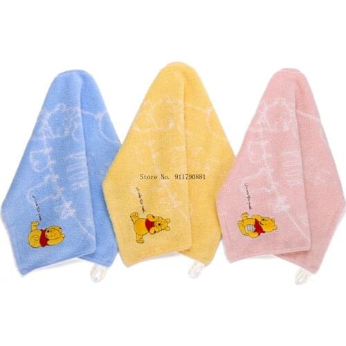 Disney Winnie The Pooh Small Pattern Blue Yellow Pink Towel Cartoon Soft Absorbency Quick Drying Children Face Towel 34x35cm