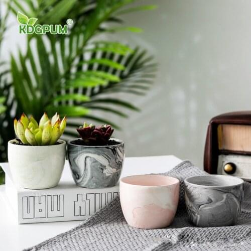 Simple Home Ceramic Flower Pot Multicolor Marble Pattern Fleshy Flower Pot Home Bird Spikes Gardening Christmas Decorations