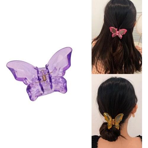 Butterfly Hair Claw For Women Girls Transparent Acrylic Hair Scrub Cute Hair Claw Clips Crab Simple Hair Clamps
