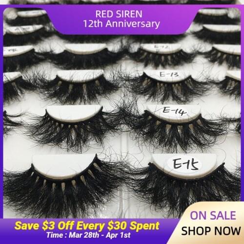 RED SIREN Lashes Mink 25mm Makeup Soft Messy Long 3d Eye Lashes Dramatic Fluffy Mink Eyelashes