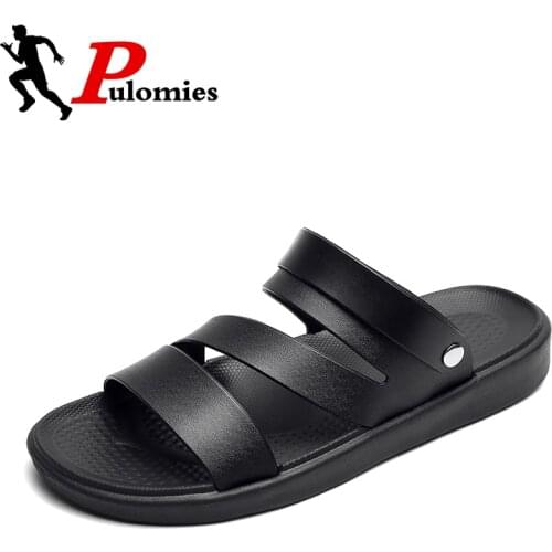 PULOMIES Summer Men Slippers Sandals Massage Clogs Outdoor Garden Shoes Men Pool Sandals Bathroom Slides Mules Beach Slippers