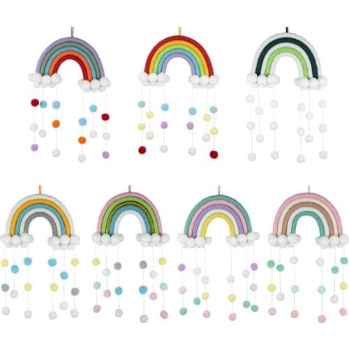 J60B Nordic Rainbow Handmade Weaving Ornament Kids Room Wall Hanging Home Decoration Accessories