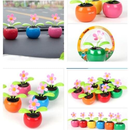 Solar apple flower solar auto swing sun flower car decoration