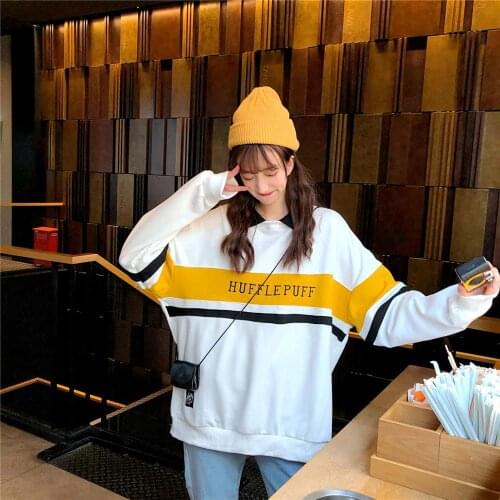 Hoodies Women Winter Leisure Polo Collar Harajuku Tops Women Pullover Students Letter Long Sleeve Kpop Sweatshirt sudadera mujer
