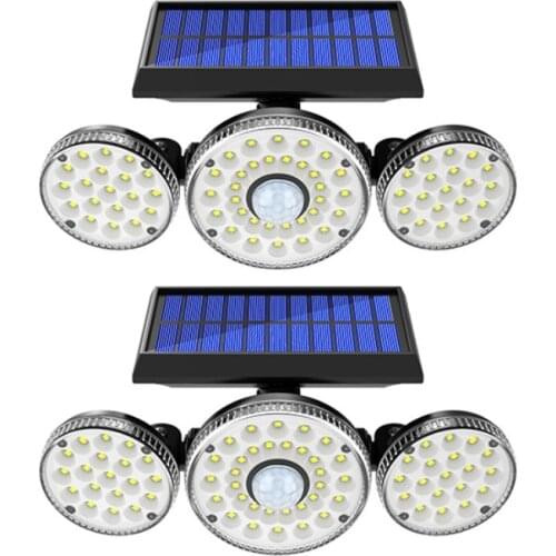 Outdoor Wall lamp Solar LED Light PIR Motion Sensor Wall Lights 70 LED IP65 Waterproof Light 3 Head Patio Garage Dropshipping
