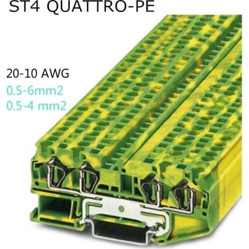 10pcs ST4-QUATTRO-PE Phoenix Type Din Rail Ground Universal Spring Quick Connector United Modular Terminal Block ST4QUATTRO-PE