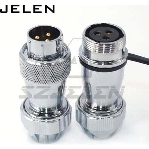 WS20 series waterproof connector 3pin male and female, Metal Docking power cable connector plug and socket IP67 25A