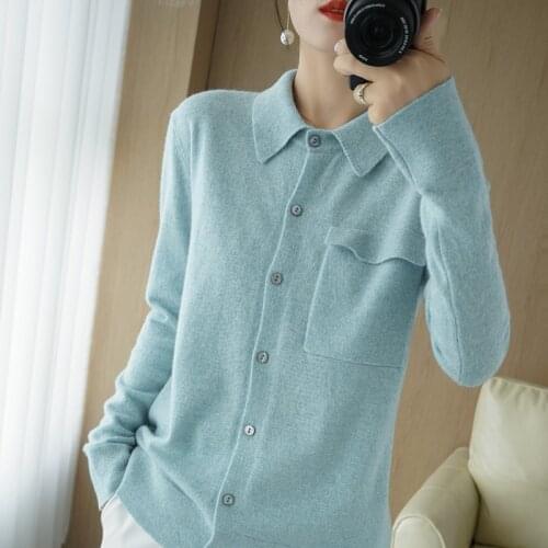 Knitted Cardigan Sweater With Pockets New Autumn Women Solid Color Long Sleeve Jacket Fashion Cardigans For Female Outwear