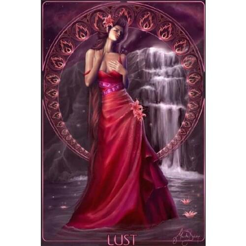 Top Quality religious exact printing counted cross stitch kit seven deadly sins lust