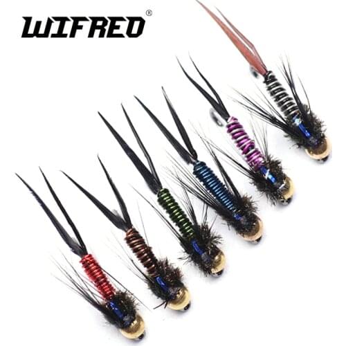 WIFREO 6PCS Bead Head Copper John Copper Flies Dry Trout Nymph Flies For Fly Fishing Trout Fishing Lures