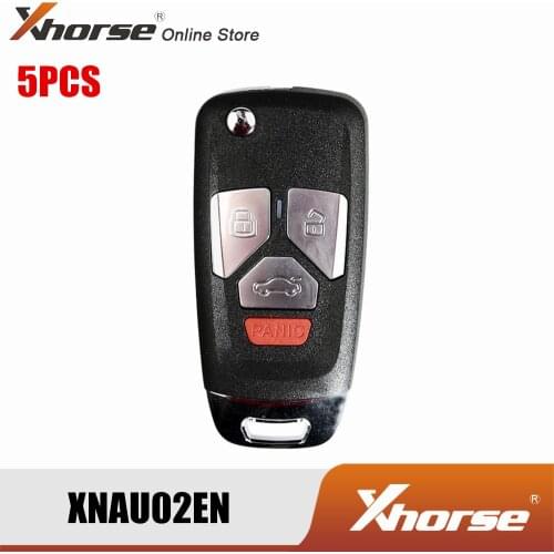 XHORSE XNAU02EN For Audi Style Wireless VVDI Universal Flip Remote Key 4 Button XNAU02EN With Panic Button 5pcs/Lot