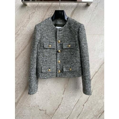 High 2021FW Autumn Quality Women Luxury 45% Wool Jacket Coat For Female Tweed Overcoat Gdnz 7.01