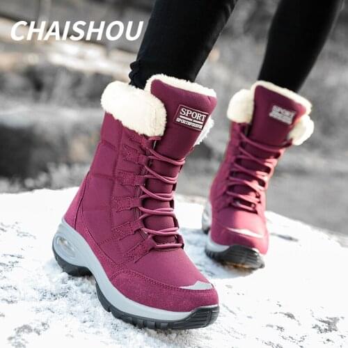 ST-06 Winter New Women Snow Boots High Quality Keep Warm Mid-Calf Ladies Lace-up Comfortable Waterproof Booties Chaussures Femme