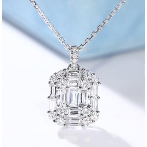Unique Design Diamond cz Pendant Real 925 Sterling Silver Party Wedding Pendants Chain Necklace For Women Bridal Charm Jewelry