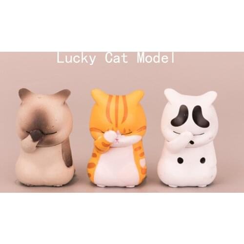 1pc Cartoon Lucky Cats Model Winking Resin Craft Model Action Figure Doll DIY Decor New