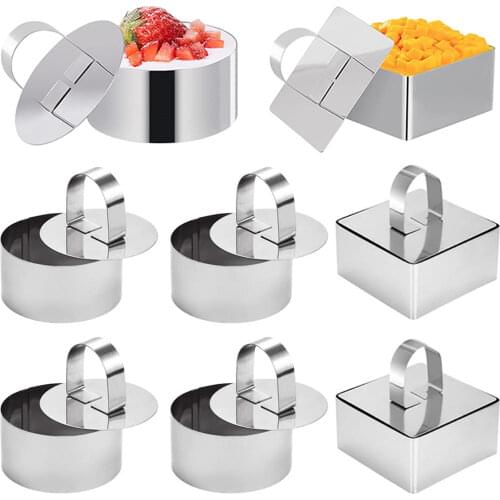 10/5/1pcs 8*4cm Mini Tart Rings Dessert Mousse Cake Mold Stainless Steel Circular With Pusher for Kitchecn Pastry Baking Tools