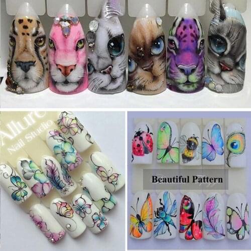 10Pcs/Pack Beauty Nail Decor Tools Butterfly Mixed Designs Full Water Transfer Stickers Nail Art Decal Sticker Nail Accessories