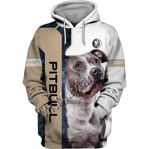 2021 Fashion Animal Pit Bull 3D Printed Hoodie Men Women Casual Pet Dog Designs Hooded Oversized Hooded Coat Drop Shipping WQ-49
