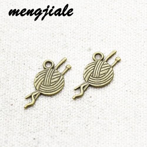 25pcs Yarn Charms Knitting Charms Ball of Yarn Crocheting Charms Antique bronze Tone 25*13*2mm