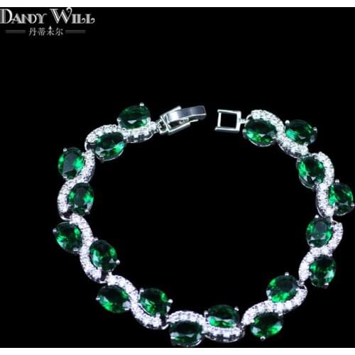 5 Color Options "S" Square Created Green Crystal Stone Bracelet For Ladies Silver Color Women Wedding Jewelry