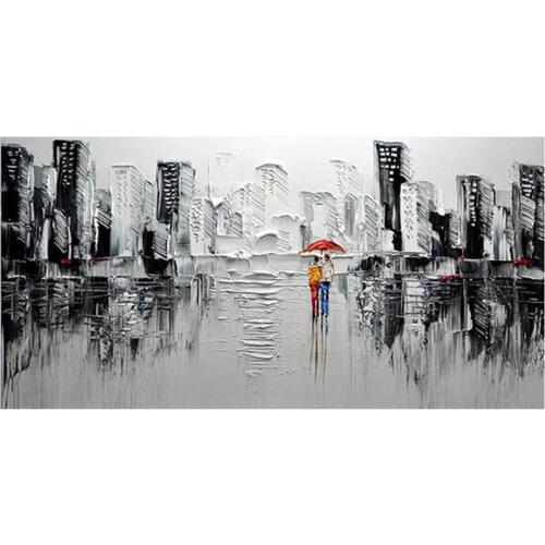 5D rhinestones diamond embroidery Black White Rain city view diamond painting Full square drill Diy Cross Stitch Large art C561