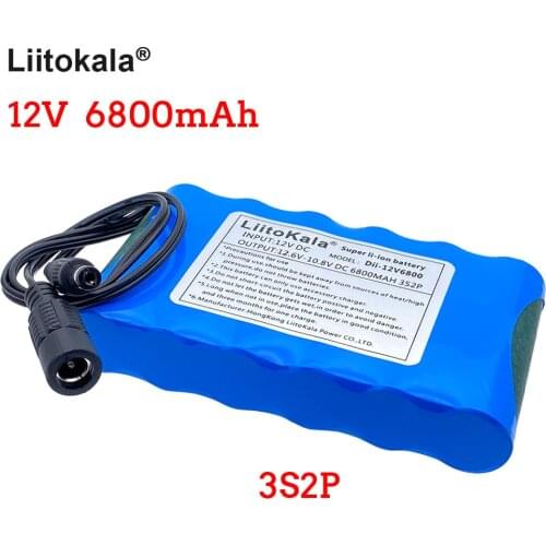 2020 LiitoKala 18650 12V Battery Pack 6800mAh lithium Rechargeable batteries 12.6V PCB Protection Board For CCTV Camera