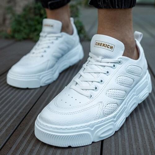Chekich Mens Shoes White Color Lace Up Artificial Leather Summer Season 2021 Fashion Wedding Office Orthopedic Sneakers Walking Sport Comfortable Odorless Lightweight Running Breathable Oxford Hot Sale New Brand CH105