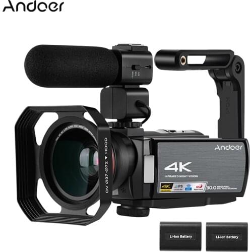 Andoer HDV-AE8 Digital Video Camera 4K Camcorder DV Recorder 30MP 16X Digital Zoom IR Night Vision for Photo Video Photography