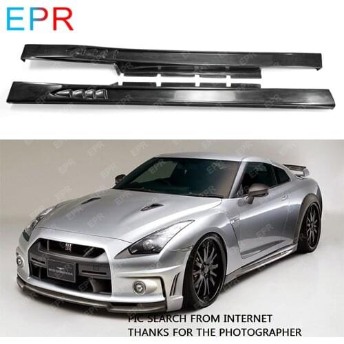 For Nissan R35 GTR Glass Fiber WI Side Skirt Body Kit Car Styling Auto Tuning Part For GTR R35 WI Style Fiberglass Side Skirt