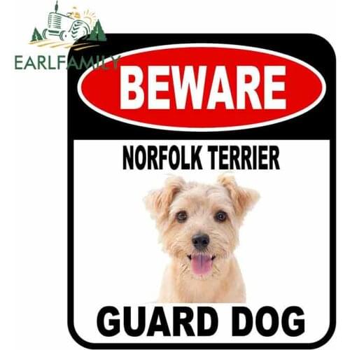 EARLFAMILY 13cm x 11cm BEWARE NORFOLK TERRIER GUARD DOG Car Sticker Cover Scratches Composite Sign Pet Dog Decal