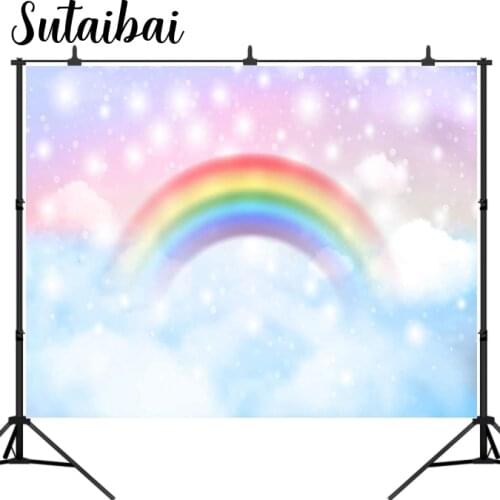 Birthday Photography Backdrop Pink Background Rainbow Backdrops Baby Shower Backgrounds Birthday Party Decoration Photo Backdrop