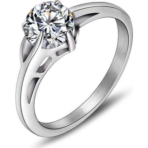 Big Zircon Stainless Steel Ring for Women Luxury Crystal Jewelry Accessories Wedding Rings Luxury Statement Dropshipping 2020