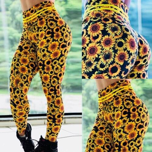 Pants For Sports leggings Tights Woman Fitness Seamless Sport Legging Women Sunflower Print Sportswear Gym Wear Leggins