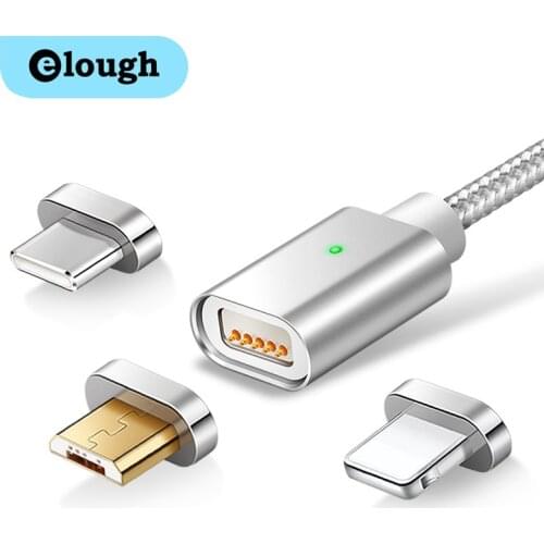 Elough Magnetic Cable 2.4A Fast Charging Magnet Charger Micro Usb C Cable For iPhone Xiaomi Samsung Phone 3 In 1 USB Cable Cord