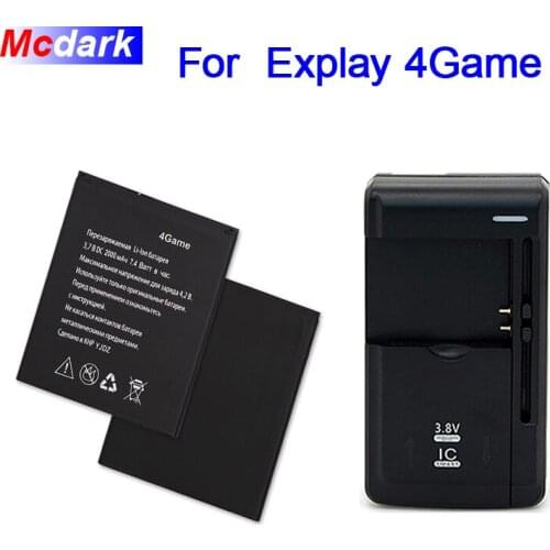Mcdark LOT=1PC+Charger 2000mAh Battery For Explay 4Game Batterie Bateria Accumulator AKKU ACCU PIL Mobile Phone