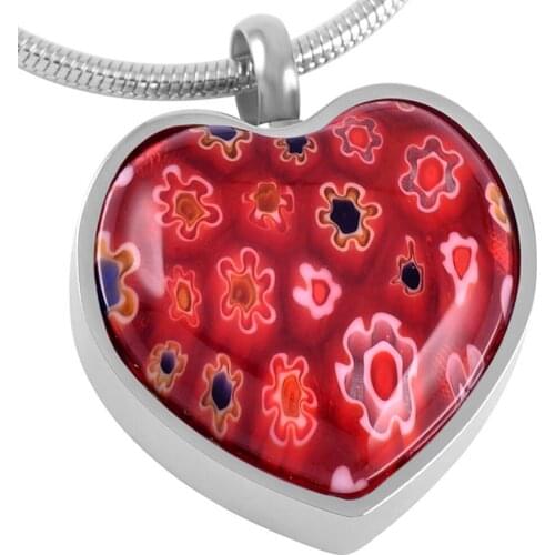 Cute/Romantic Stainless Steel Red Murano Heart Attractive Design Ash Jewelry Pendants Necklaces Women