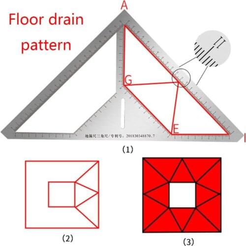 Multifunctional Triangle Floor Drain Ruler Stainless Steel Angle Rulers Durable