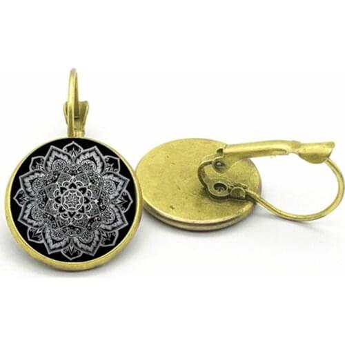 Fashion Vintage Dark Flower Pattern Earrings Bronze Silver Earrings Crystal Earrings Pop Girls Earrings Jewelry Gifts