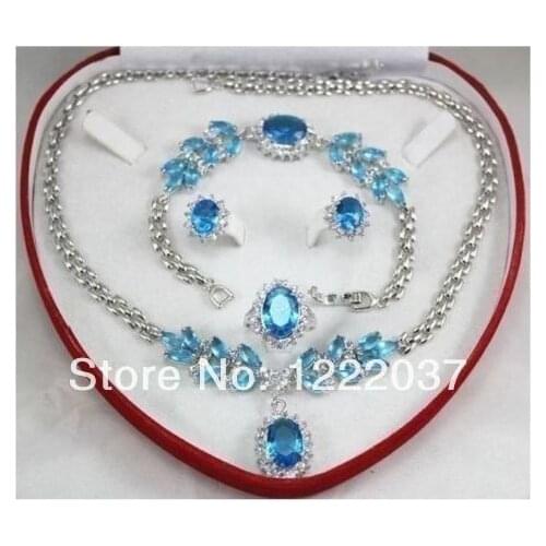 Wholesale womens style zircon crystals Earring Bracelet Necklace Ring set
