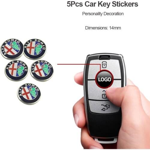 5Pcs 14mm Car Key Logo Stickers For Alfa Romeo 147 156 159 166 Giulia Giulietta Mito Spontivd Stelvio Tonale T23 Spider GT Disco